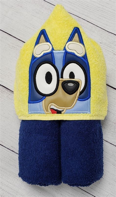 Hooded Towel Kids Hooded Towel Blue Healer Pup Bluey Etsy