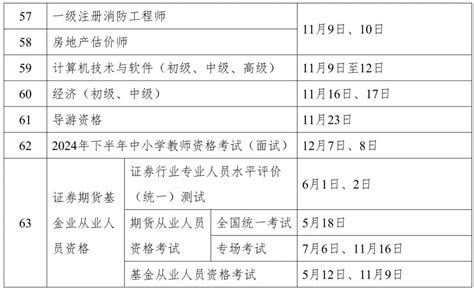 2024年度专业技术人员职业资格考试时间表（职业资格考试工作计划）