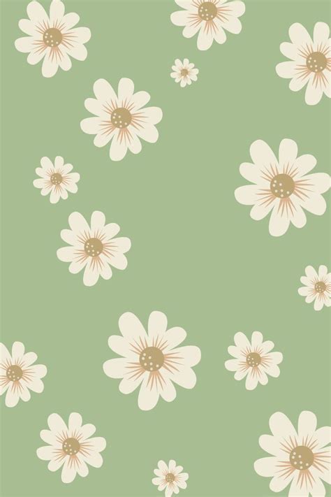 Sage Green Daisy, Wallpaper, Pattern, Flower, Aesthetic, Floral ...