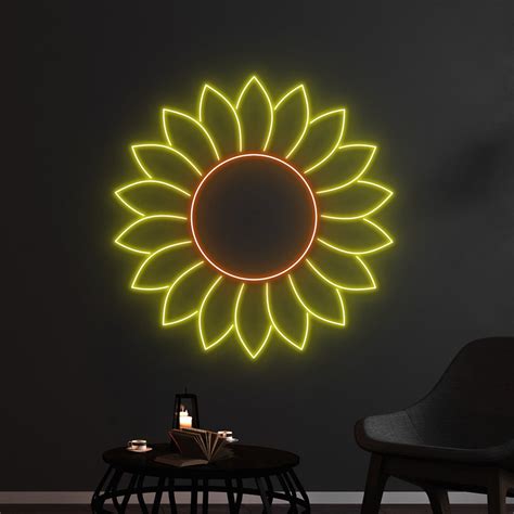 Sunflower Neon Light Sunflower Flower Led Light Flower Led Sign Sunflower Neon Sign Floral