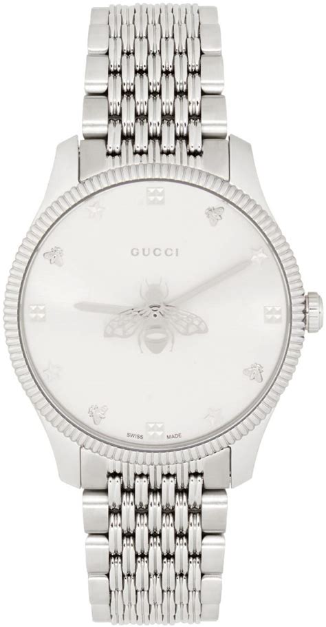 Gucci Silver G Timeless Bee Watch The Fashionisto