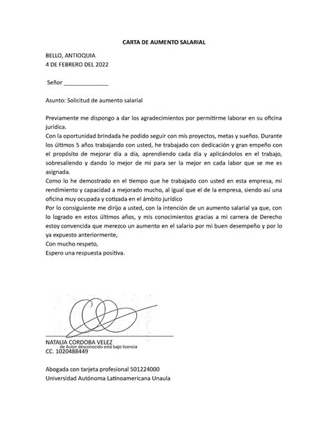 Carta De Pedido De Aumento Salarial