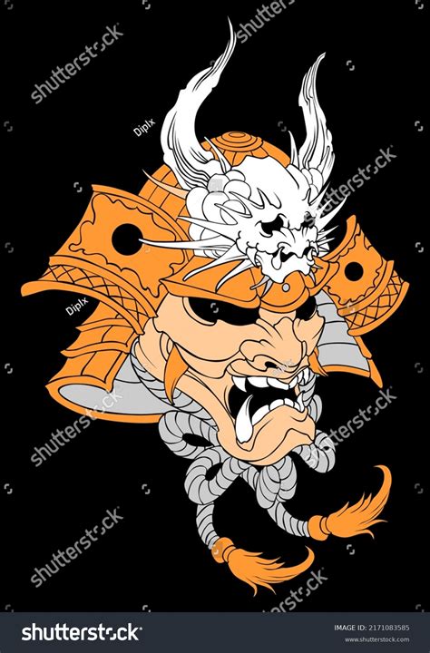 Samurai Mask Design Vector Modified Sketch Stock Vector Royalty Free