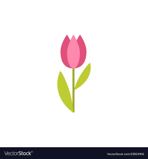 Simple Flat Tulip Icon Royalty Free Vector Image