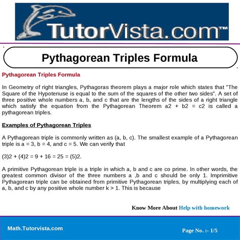 Pythagorean Triples Formula by tutorvista Team - Issuu