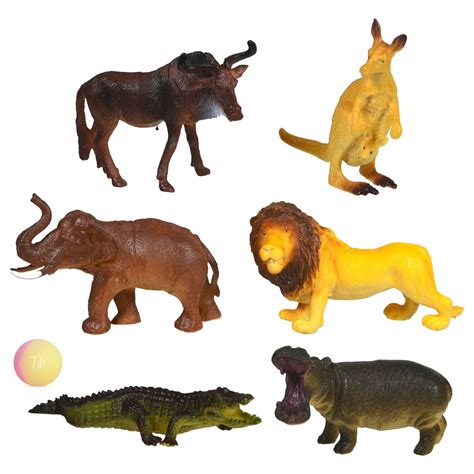 Set of 6 - Plastic Wild Zoo Animals Figures Educational Playset | Shop ...