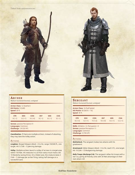 The Kings Army A Dandd 5e Monster Pack Dnd 5e Homebrew Dnd Dragons