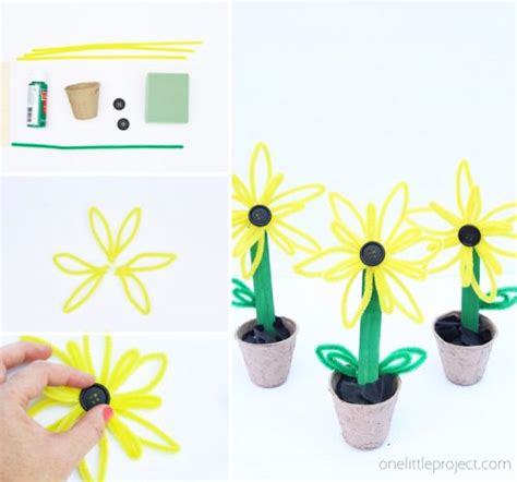 Pipe Cleaner Sunflowers - One Little Project