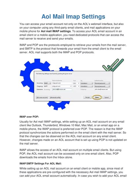 Ppt Aol Mail Imap Settings And Smtp Mail Settings Powerpoint