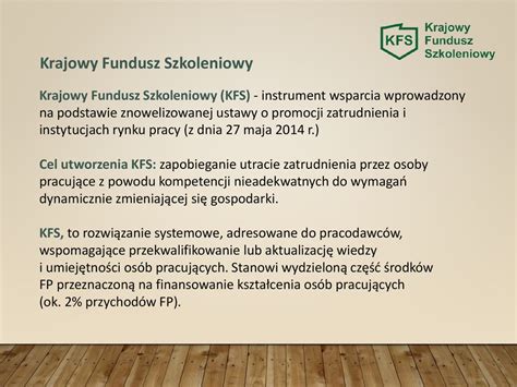 Krajowy Fundusz Szkoleniowy Ppt Pobierz