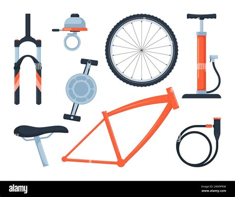 Bicycle Equipment And Parts Set Of Icons Symbols And Design Elements