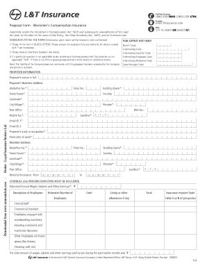 Fillable Online L T Workman Ompensation Policy Form Fax Email Print