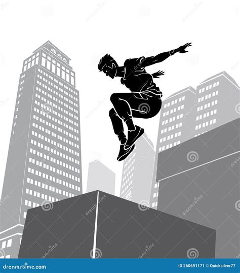 Urban Parkour Jump Male Silhouette Stock Vector Illustration Of Brave