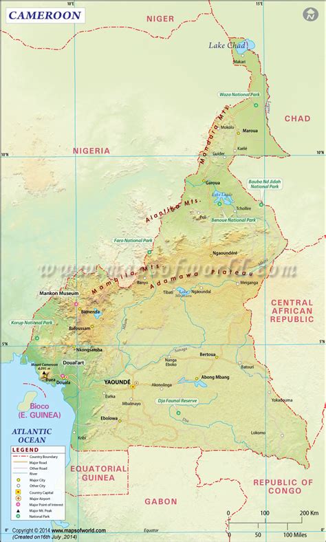 Map Of Cameroon And Surrounding Countries States Of America Map