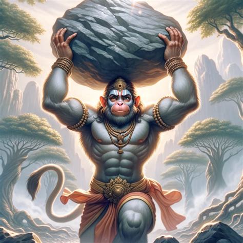 Hanuman ji Lifting Mountain - Mythical Illustration in Stunning Detail | AI Art Generator | Easy ...