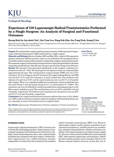 Experience Of 100 Laparoscopic Radical Prostatectomies Performed By A