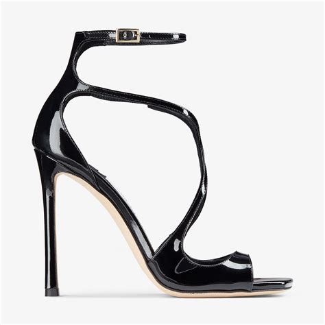 Black Patent Leather Sandals AZIA 110 Winter 2021 Collection