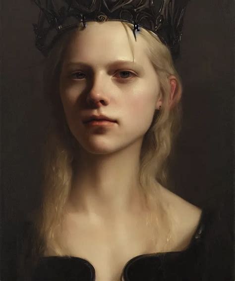 The Portrait Of Hunter Schafer In Black Wax Crown By Stable Diffusion