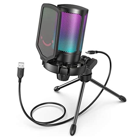 Fifine Gaming Usb Microphone For Pc Ps5 Condenser Mic With Quick Mute Rgb Indicator Tripod