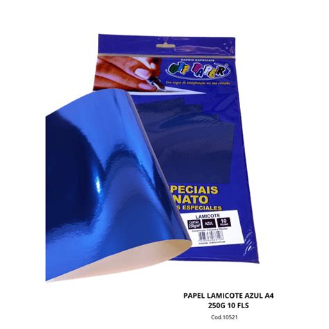 Papel Lamicote Azul A4 250g 10 Fls PARÁ SUPRIMENTOS