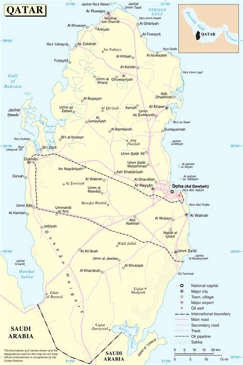 Qatar Roads Map Qatar Road Route Map Western Asia Asia