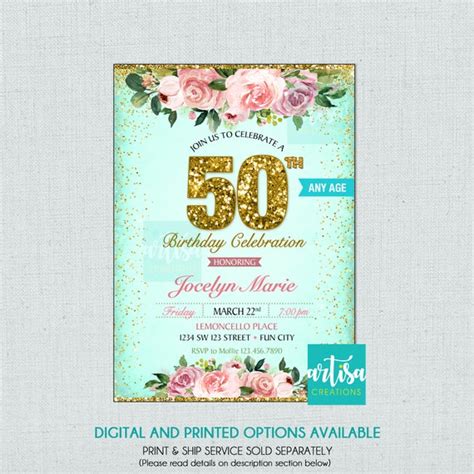 Floral Th Birthday Invitation Templates Editable With Ms