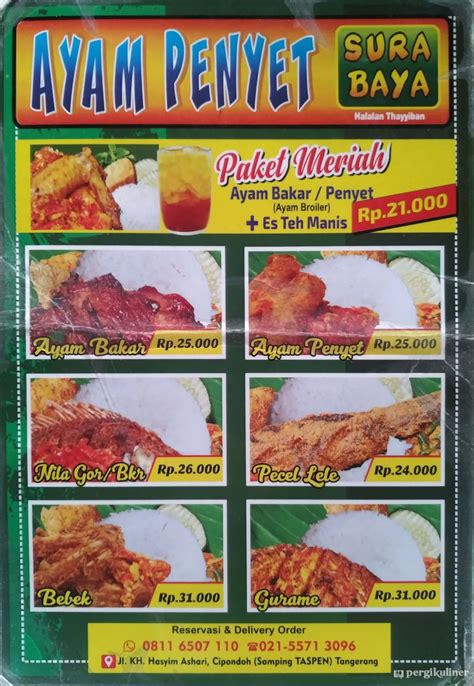 Selalu diperbarui! Menu Ayam Penyet Surabaya, Cipondoh, Tangerang