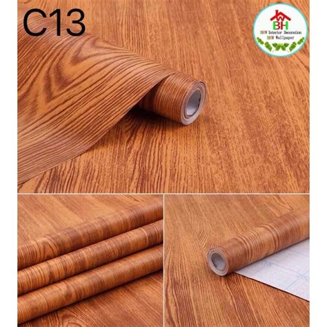 Bhw Wallpaper Self Adhesive Wood Design Pvc Waterproof Wall Sticker C