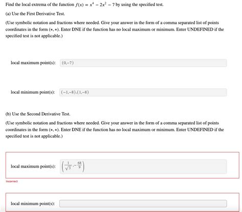 Solved Find The Local Extrema Of The Function F X X4−2x2−7