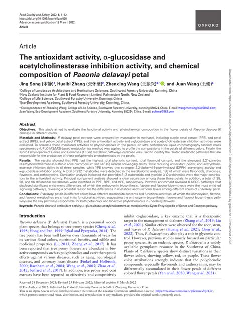 Pdf The Antioxidant Activity α Glucosidase And Acetylcholinesterase