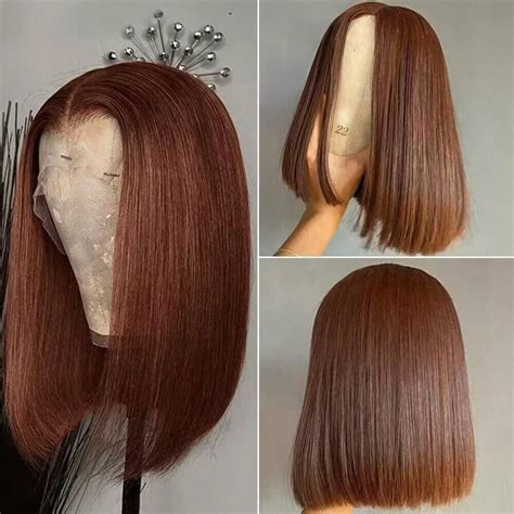 Peruca Marrom Bob PAZAT Peruca Frontal De Renda 13x4 De Cabelo Humano