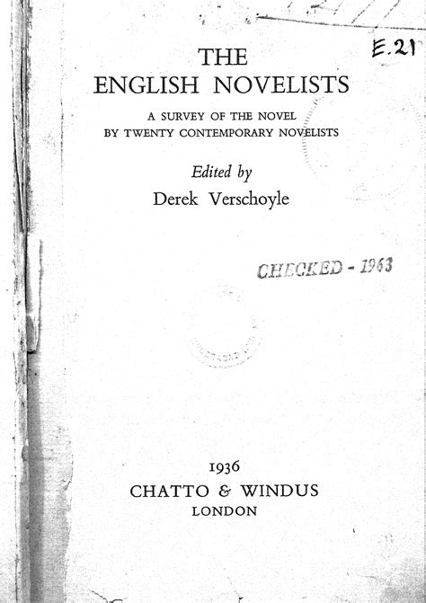 The English Novelists : Derek Verschoyle : Free Download, Borrow, and