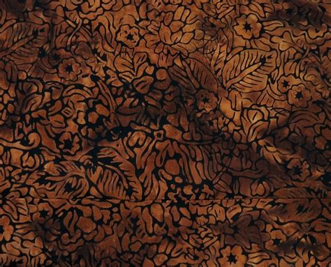 Leavesfloral Brown Batik Fabric Fat Quarter Half By Tcsfabrics