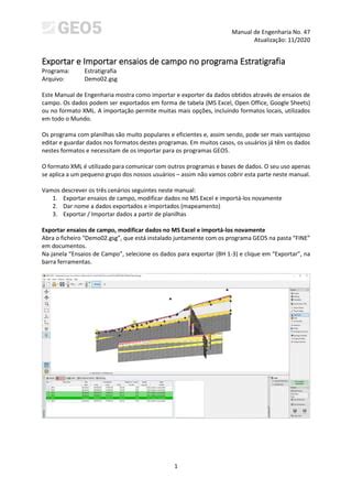 Manual No Exportar E Importar Ensaios De Campo No Programa