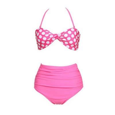 High Waisted Sexy Halterneck Ruffled Polka Dot Print Bikini Swimsuit