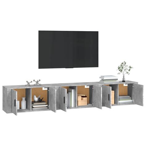 MEUBLE TV MURAL COMPLET Meubles TV muraux 3 pcs gris béton 80x34 5x40