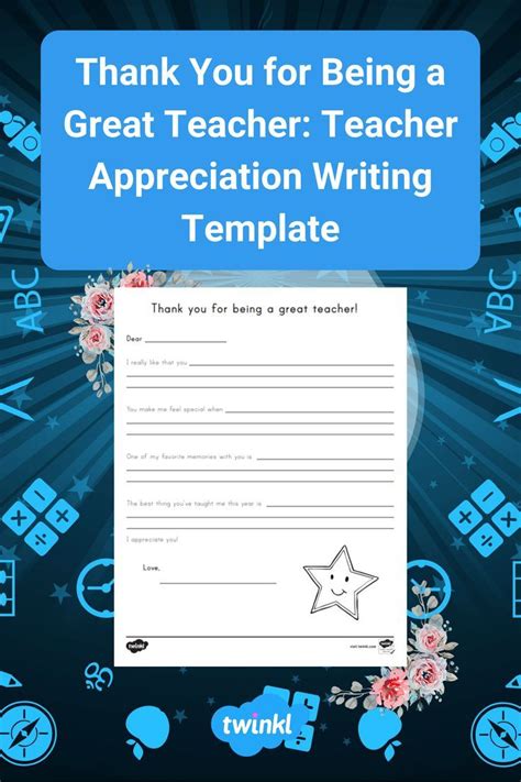 Teacher Appreciation Writing Template | Teacher appreciation letter ...