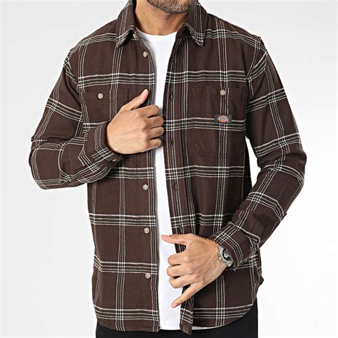 Dickies Chemise Manches Longues A Carreaux Warrenton A Y G Marron