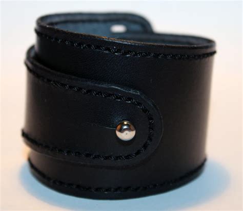 Black Leather Cuff Black Bracelet Great Tblack Cuff Very Nice