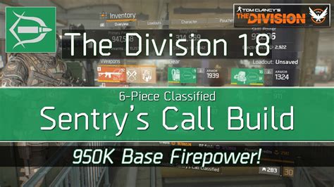 The Division 1 8 Classified 6 Piece Sentry S Call Build 950K Base