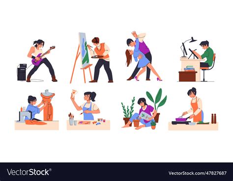 People hobby artist characters woman working Vector Image