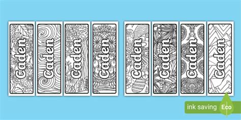 FREE Caden Mindfulness Name Colouring Bookmarks Twinkl