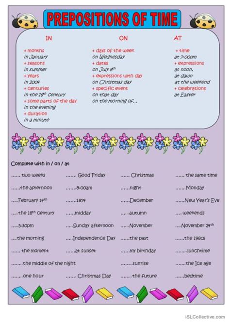 Preposition Of Time English Esl Worksheets Pdf Doc