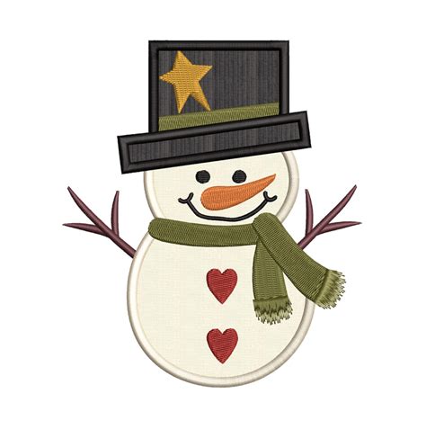 Rustic snowman applique christmas winter christmas embroidery machine – Drop Dead Threads