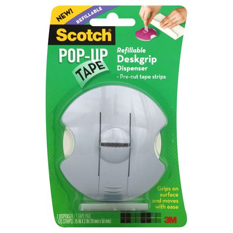 Scotch Pop Up Tape Dispenser Deskgrip Refillable 1 Dispenser