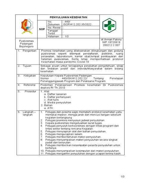 Sop Penyuluhan Kesehatan Pdf