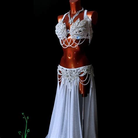 White Custom Belly Dance Costume Dance Wear For Belly Dance Luxury