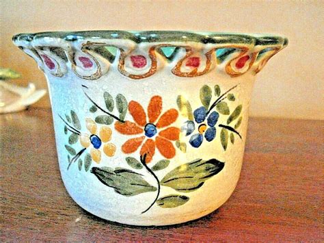 Vtg Bertino Royal Gouda Zuid Holland Handpainted Floral Planter Bowl