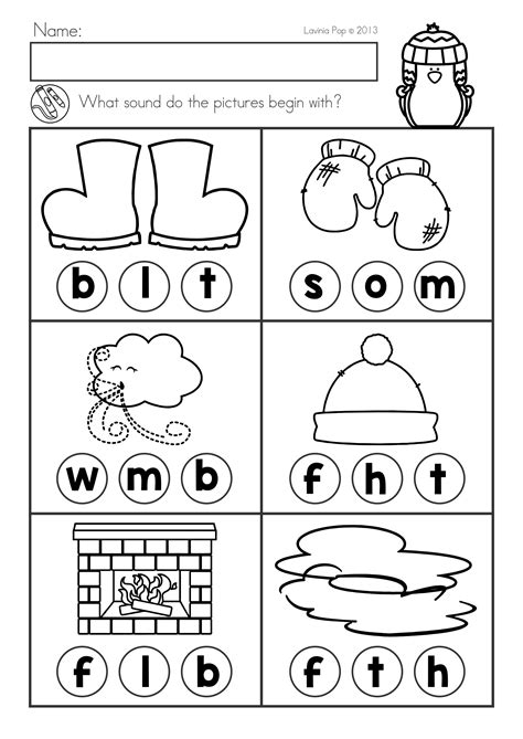 Winter Literacy Worksheets And Activities No Prep Packet Select The Beginning Sound Literacy