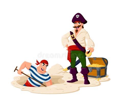 Cartoon Pirate Corsair Sailor Burying A Treasure Stock Vector Illustration Of Picaroon